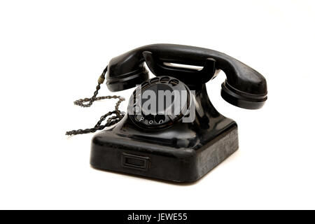 Vintage Telephone Set Isolated on White. Stock Photo