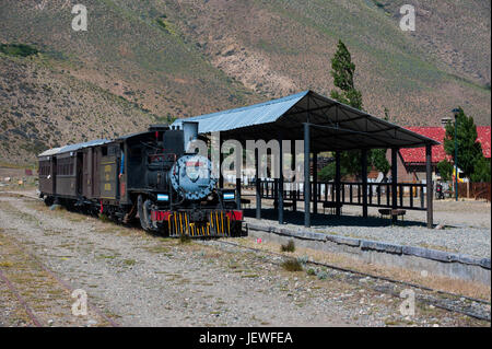 Train station of La Trochita the Old Patagonian Express  between Esquel and El Maitén in Chubut Province, Argentina, South America Stock Photo