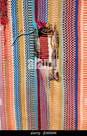 abstract texture of a colorful blanket patchwork like background Stock Photo