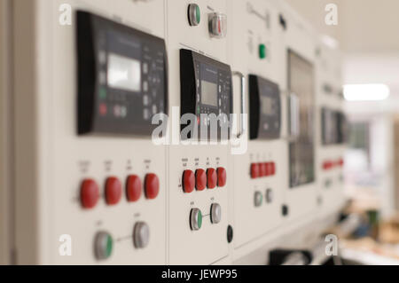 Main electric control board inside a factory (blurred picture) Stock Photo