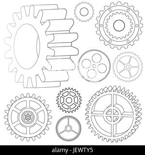 wheel, industry, gear, element, vector, cog, design, tool, object, macro, Stock Vector