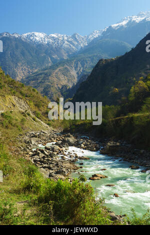 Marsyangdi river near Ghermu, on the Annapurna circuit, Nepal. Stock Photo