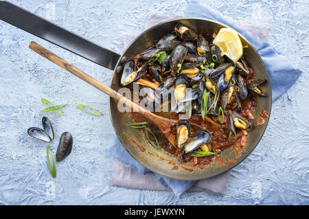 Sailors Mussel in Frying Pan Stock Photo