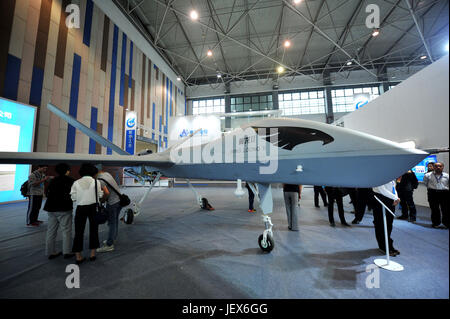 Guiyang. 28th June, 2017. Photo taken on June 28, 2017 shows an unmanned aerial vehicle displayed at the first equipment industrial expo of southwest China's Guizhou Province in Guiyang, capital of Guizhou. The four-day expo kicked off here Wednesday. Credit: Tao Liang/Xinhua/Alamy Live News Stock Photo