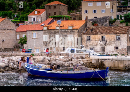 The harbour at Sudurad in Šipan, Croatia Stock Photo