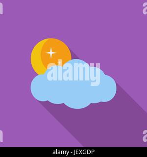 Weather icon. Moon, stars and clouds icon. Flat vector related icon with long shadow for web and mobile applications. It can be used as - logo, pictog Stock Vector