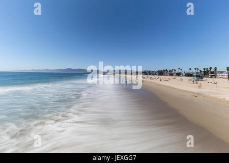 Venice Beach with motion blur water in Los Angeles, California. Stock Photo