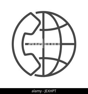 International Call Thin Line Vector Icon. Flat icon isolated on the white background. Editable EPS file. Vector illustration. Stock Vector