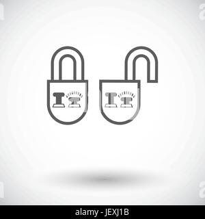 Locking doors. Single flat icon on white background. Vector illustration. Stock Vector