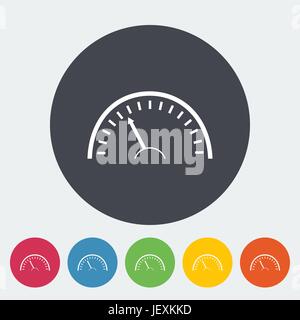 Speedometer. Single flat icon on the circle. Vector illustration. Stock Vector
