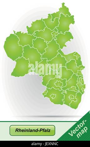 border map of rhineland-palatinate with borders in green Stock Vector