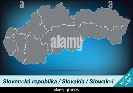 border map of slovakia with borders in bright gray Stock Vector