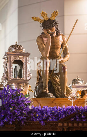 Linares, jaen province, SPAIN - March 16, 2014: Our Father Jesus of humility, It represents the moment after the flogging and derision by the guard Ro Stock Photo