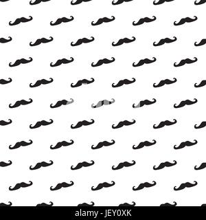 seamless vector pattern,background or texture with black mustaches on a white background Stock Vector