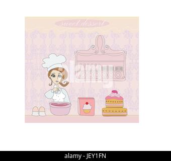 house, building, woman, women, food, aliment, housewife, life, exist, Stock Vector