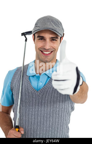 Portrait of golf player showing thumbs up Stock Photo