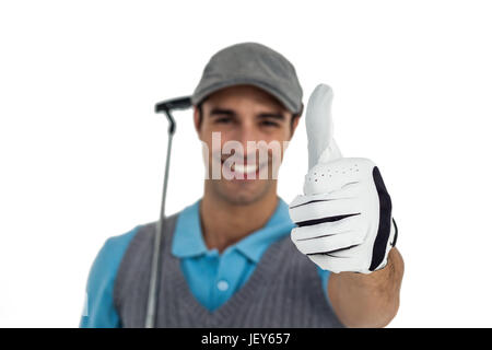 Portrait of golf player showing thumbs up Stock Photo