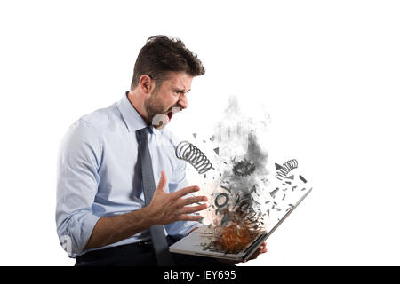 Stress and frustration caused by a computer Stock Photo