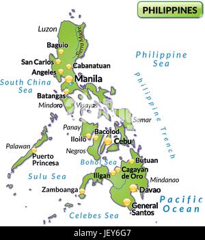 map of the philippines as an overview map in pastel green Stock Vector ...