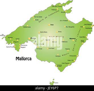 mallorca, card, outline, borders, atlas, map of the world, map ...