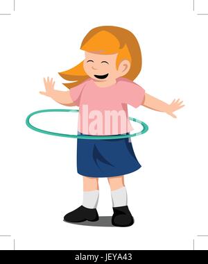 Happy girl playing Hula Hoop Stock Vector Image & Art - Alamy