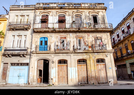 Havana, Cuba - December 12, 2016: Old shabby house in Old Havana. Stock Photo