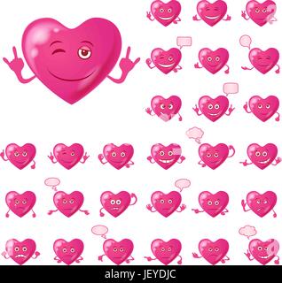 Valentine hearts, smileys, set Stock Vector