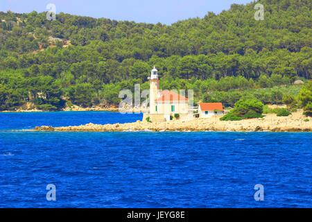 Lighthouse on Island Brac on Adriatic sea in Croatia Stock Photo