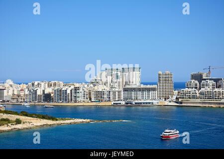 View towards Sliema seen from Valletta, Valletta, Malta, Europe. Stock Photo