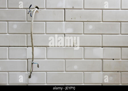Pipe wall, air duct or pipe wires on the wall Stock Photo