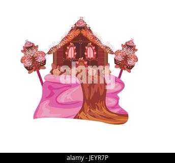 house, building, food, aliment, sweet, art, isolated, tree, graphic, window, Stock Vector