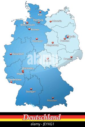 Germany map divided on West and East Germany map, administrative ...