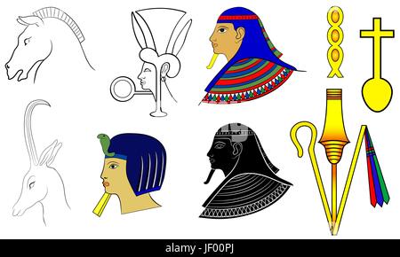 horse, egypt, element, sphinx, myth, vector, ancient, design, profile, travel, Stock Vector