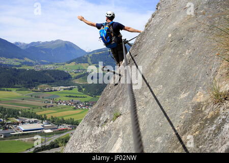 climber is showing Stock Photo