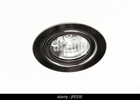 Ceiling halogen lamp close-up on a white background. Stock Photo