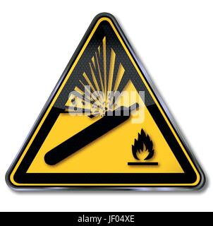 Gas bottle. Attention is dangerous. Warning sign. Safety technology ...