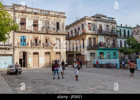 Havana, Cuba - December 12, 2016: People in the streets of Old Havana, Cubaa Stock Photo