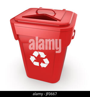 Red Recycling Bin Stock Photo