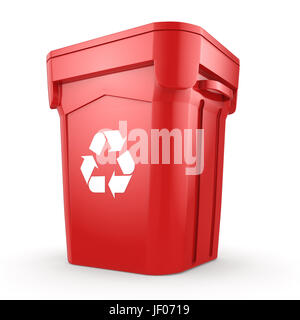 Red Recycling Bin Stock Photo