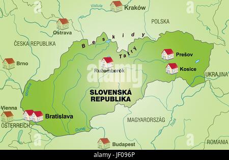 map of slovakia as infographic in green Stock Vector