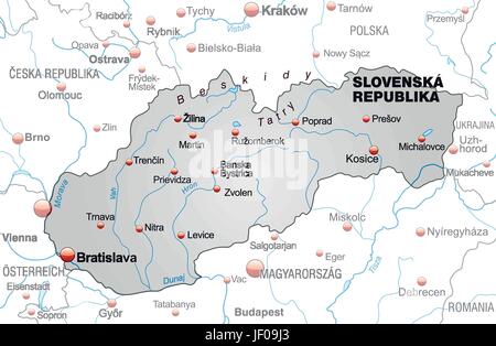 map of slovakia as an overview map in gray Stock Vector