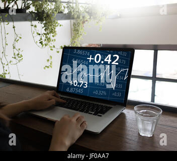 Analysis the Market  Business Team Investment Entrepreneur Trading checking stock market on tablet financial graph Stock Photo