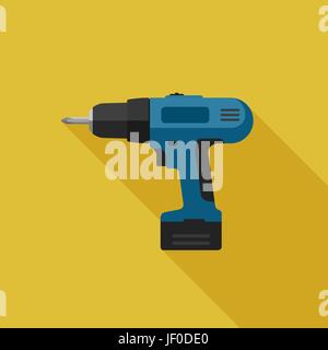 Electric screwdriver flat icon Stock Vector