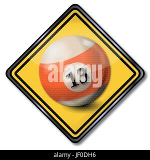 billiard, orange, billiard ball, thirteen, lucky, luck, surprise, sport, Stock Vector