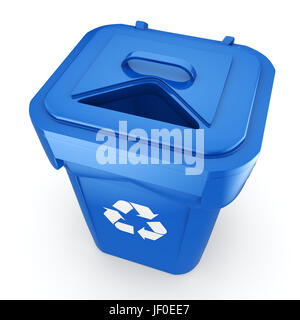 Blue Recycling Bin Stock Photo