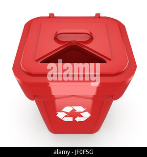 Red Recycling Bin Stock Photo