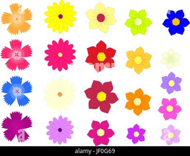 vector set of colorful flowers isolated on a white background Stock Vector