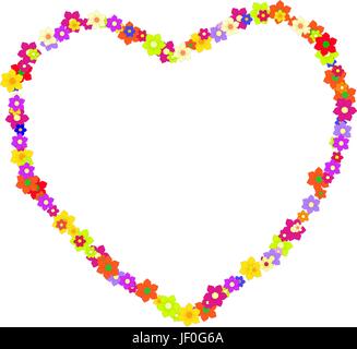 vector heart made of colorful flowers on mother's day Stock Vector