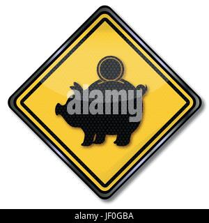 shield small piggy bank with coin Stock Vector
