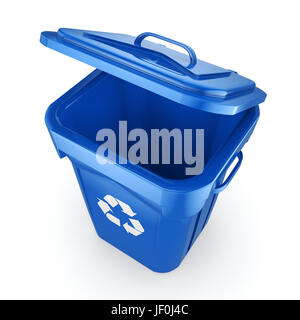 Blue Recycling Bin Stock Photo